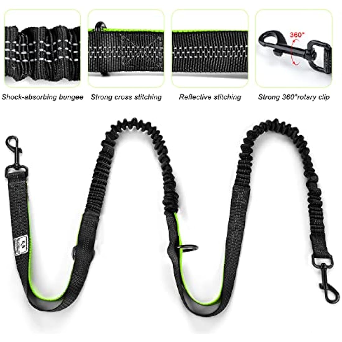 SHINE HAI Hands Free Dual Dog Leash – Reflective Running Belt with Bungees
