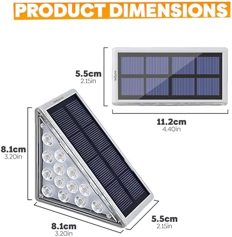 Adyos Solar Step Lights – 8-Pack IP67 Waterproof Outdoor Deck Lights