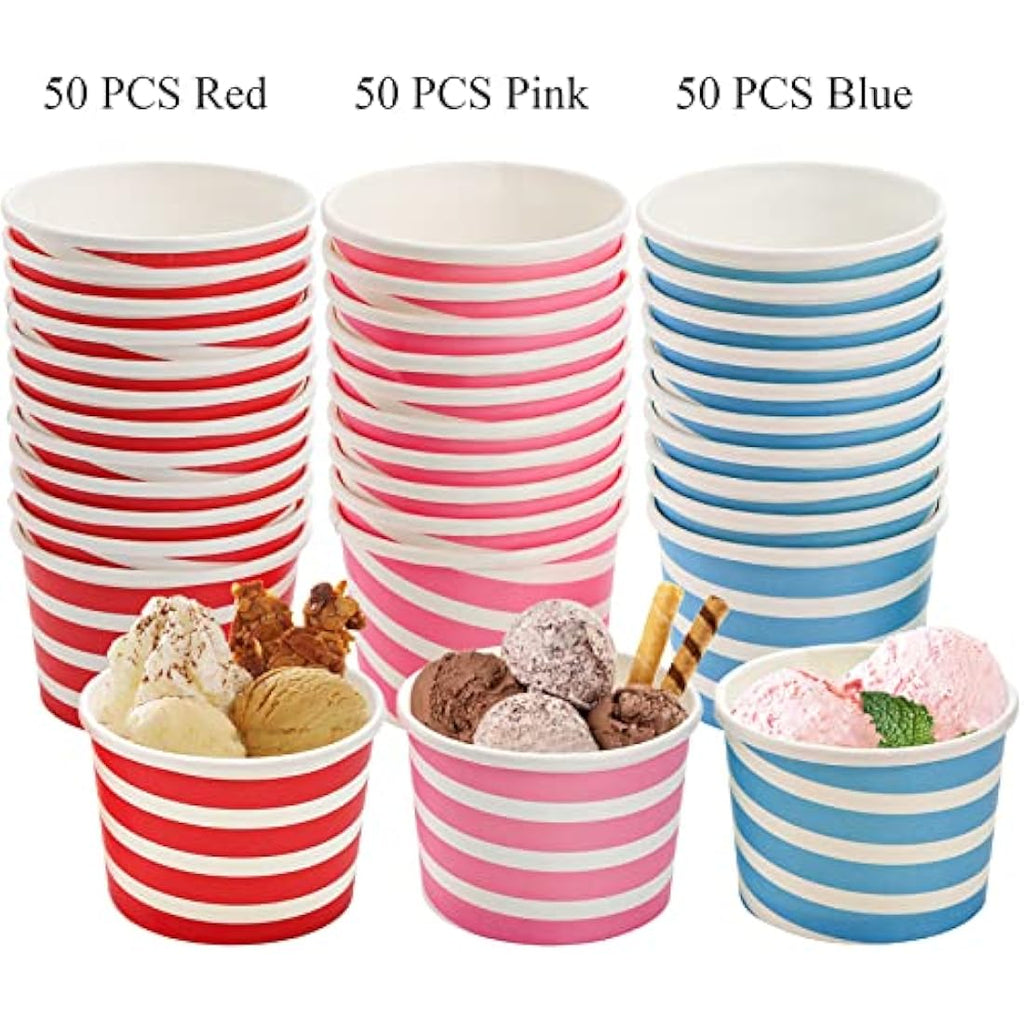 Hacaroa 150 Count Paper Ice Cream Cups – 8 oz Disposable Sundae Bowls