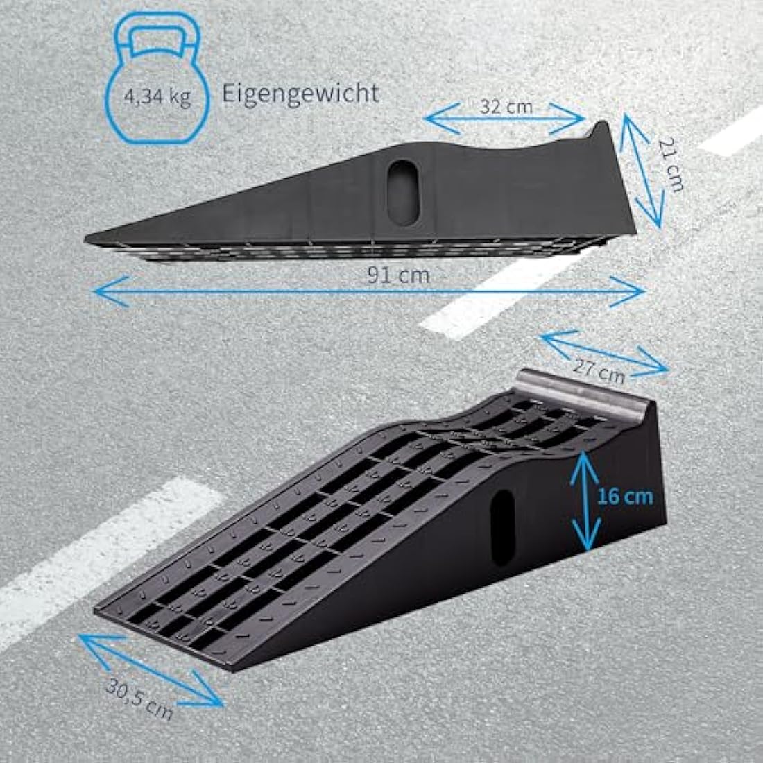 Cartrend Car Ramp Set – 3 Ton Heavy Duty Plastic Ramps, 235mm Wide