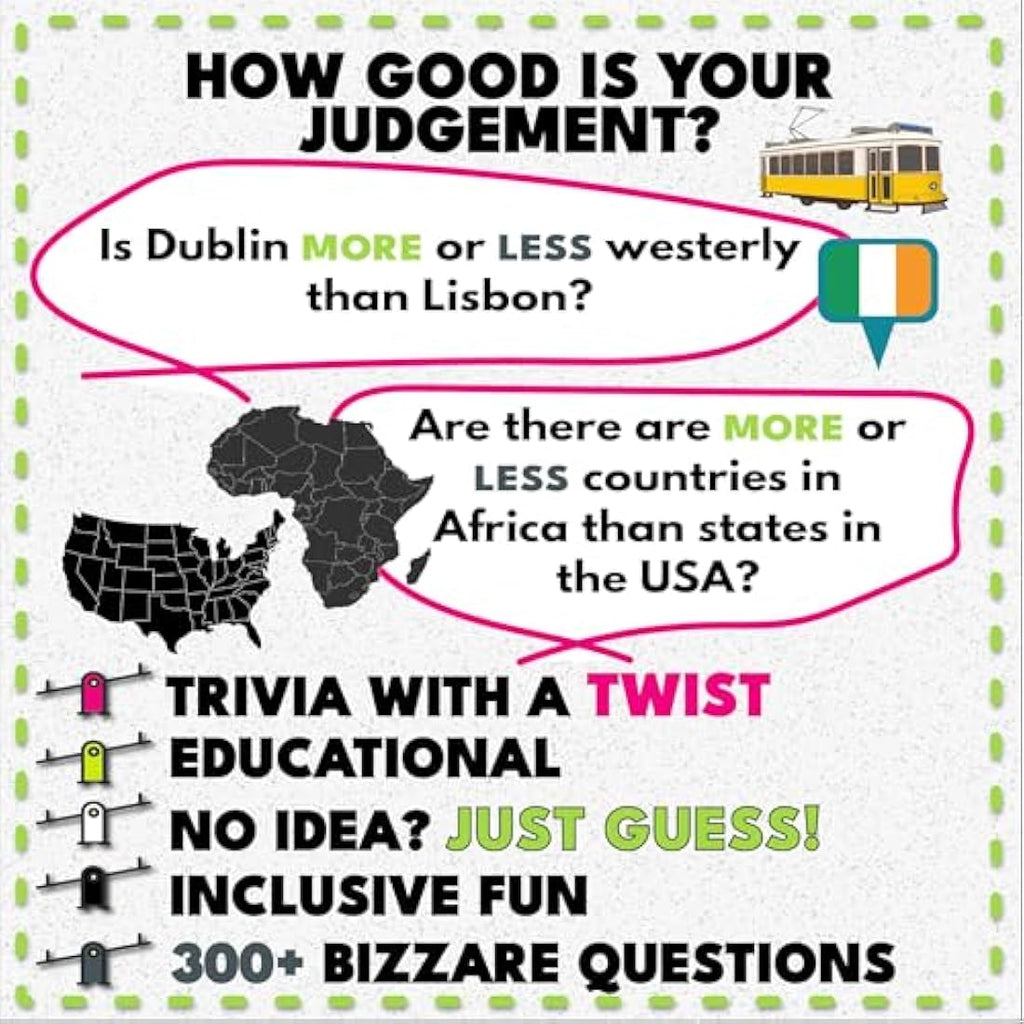 More or Less Geography Edition Card Game | Educational Trivia for All Ages