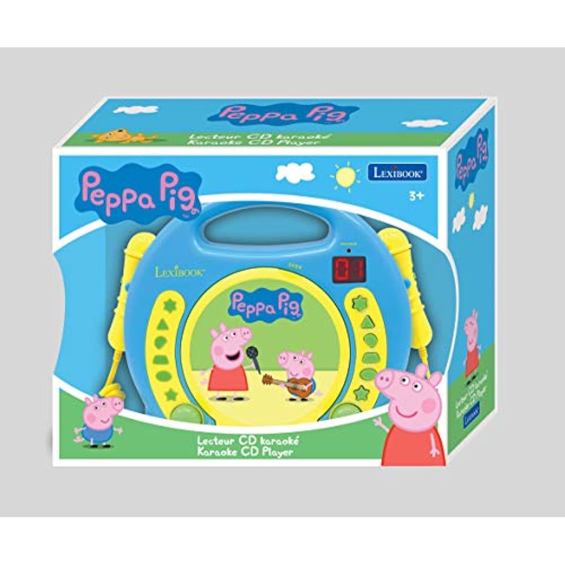 Lexibook Peppa Pig Portable CD Player with 2 Microphones – Blue/Yellow