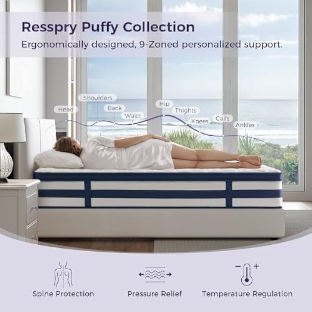 Resspry Single Mattress | 12 Inch Memory Foam and Pocket Spring Hybrid
