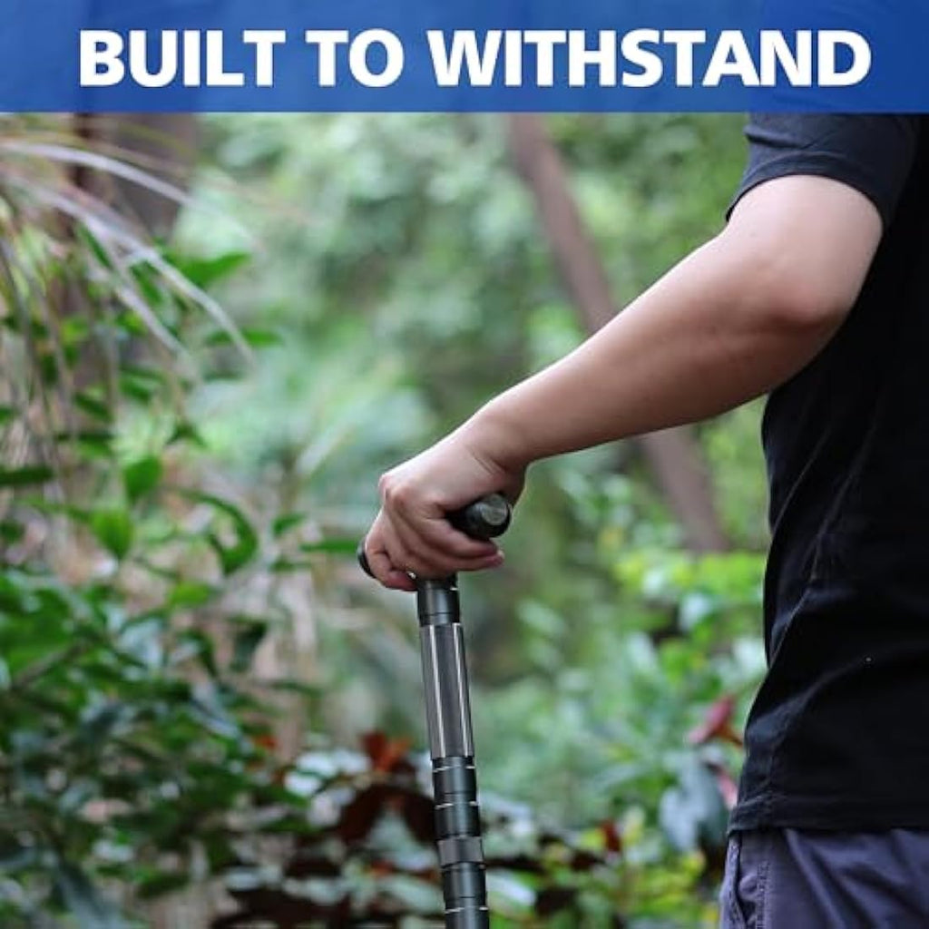 aiGear Tactical Trekking Poles | Adjustable Aluminum Hiking Stick - Gray