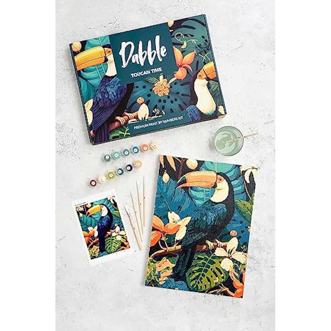 Dabble Paint by Numbers Kit for Adults - Floral Canvas with Wood Frame