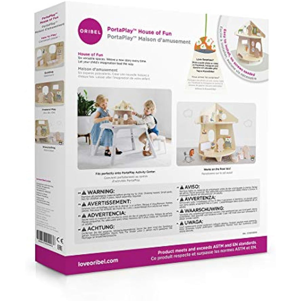 Oribel PortaPlay House of Fun Wooden Dollhouse – 2-Story Birch Wood