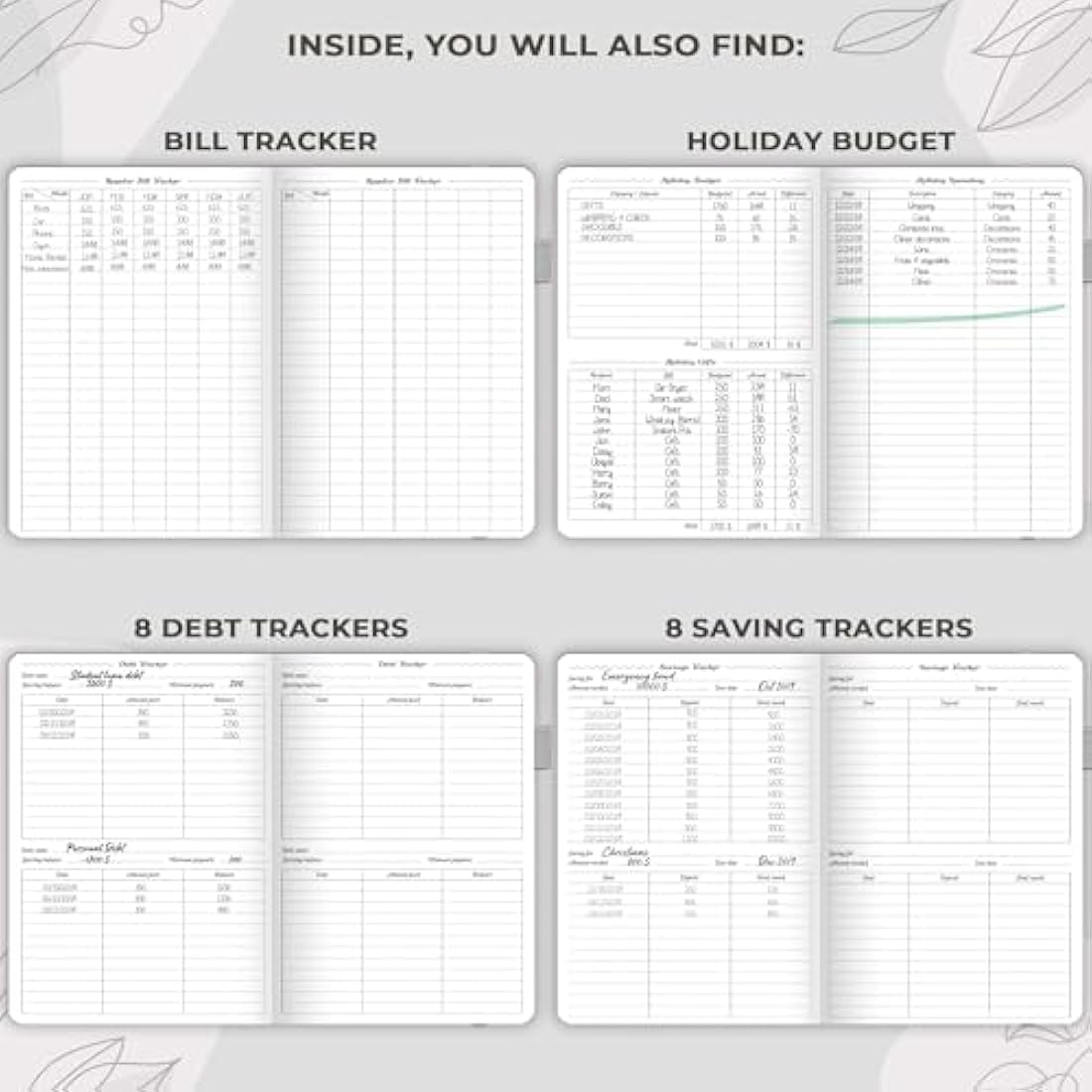 GoGirl Budget Planner – Undated Monthly Expense Tracker & Journal, Grey