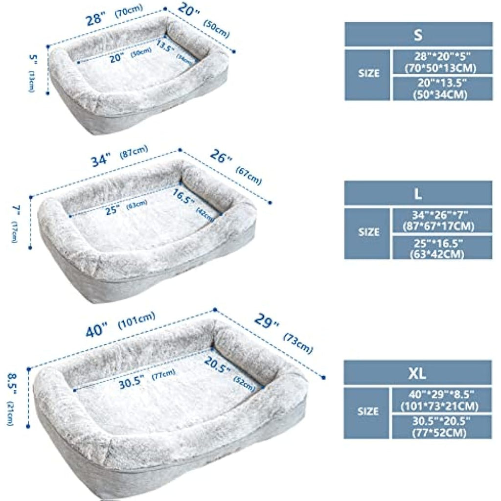 JOYELF Orthopedic Memory Foam Dog Bed | Large Washable Pet Bed with Liner