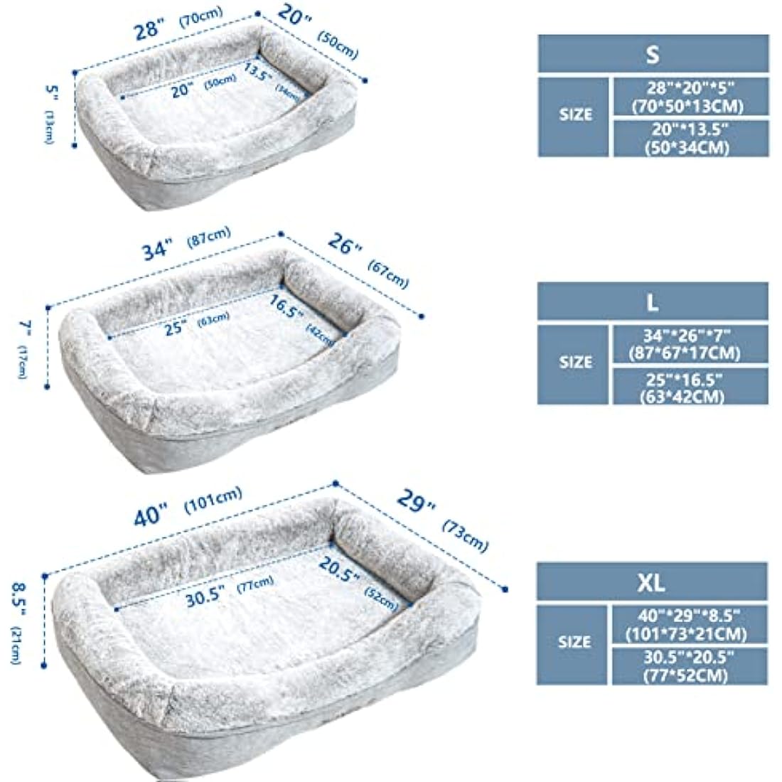 JOYELF Orthopedic Memory Foam Dog Bed | Large Washable Pet Bed with Liner
