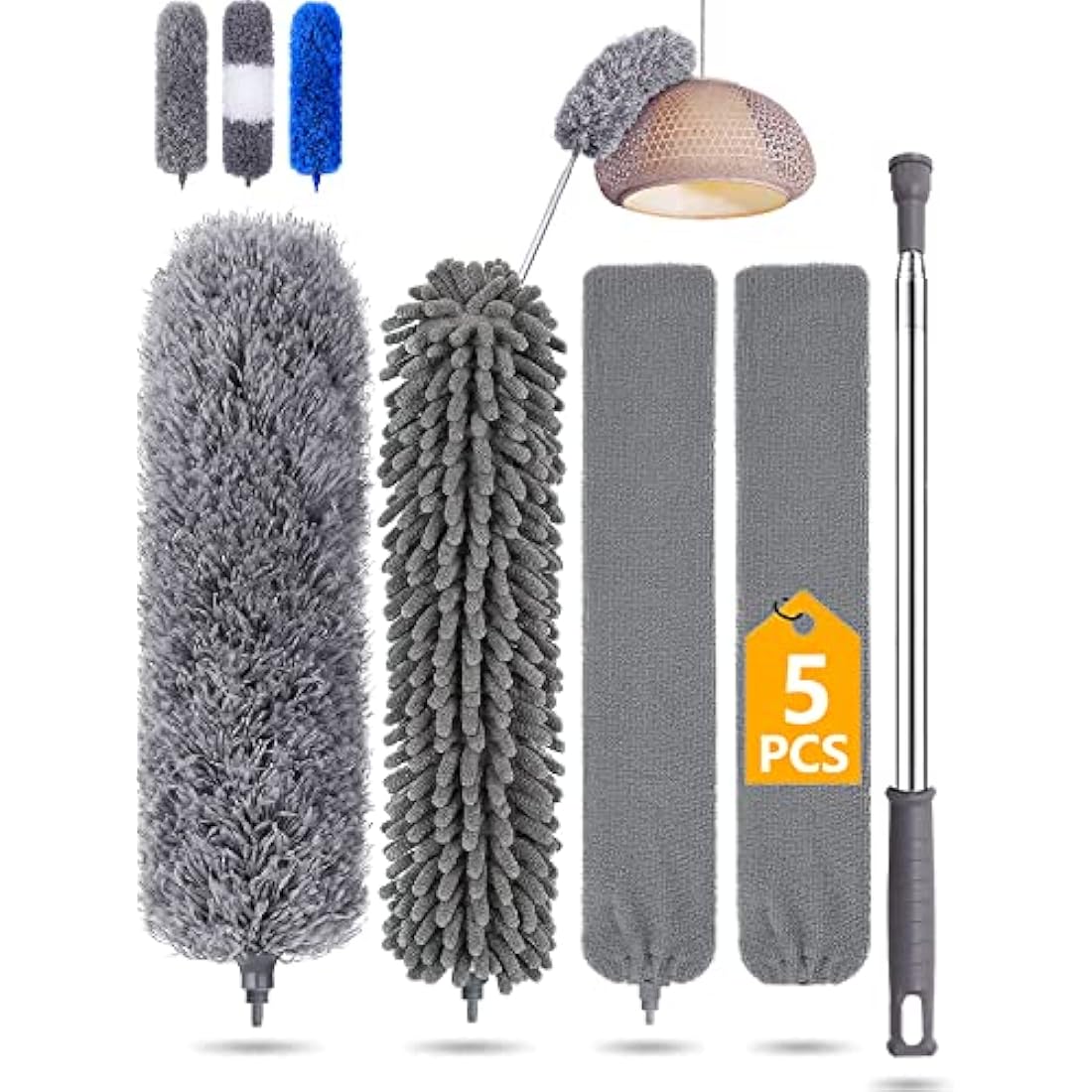 Microfiber Feather Duster Kit – 100" Telescopic Extension Pole