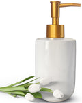 Jolof Store White Ceramic Soap Dispenser with Gold Pump – 420ml