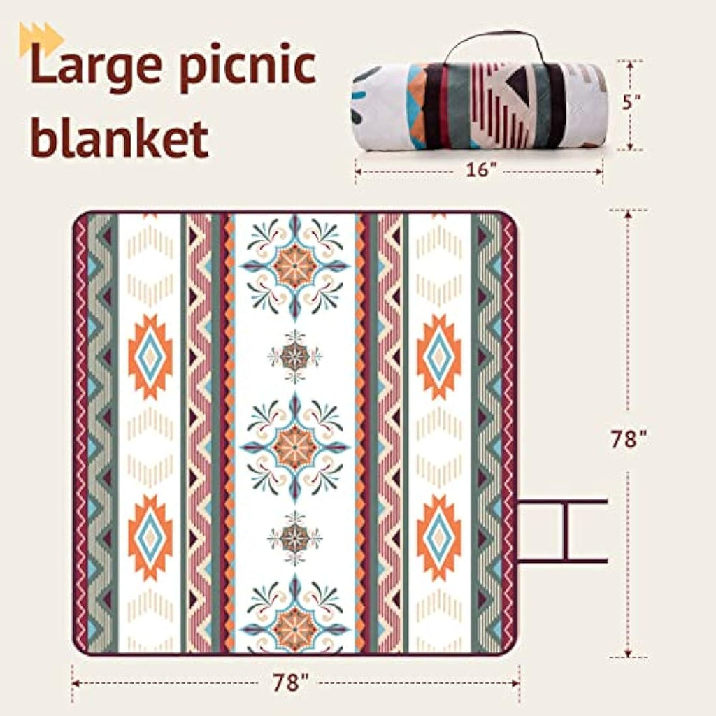 LARUTAN Waterproof Picnic Blanket | 200x200CM Large Sandproof Beach Mat