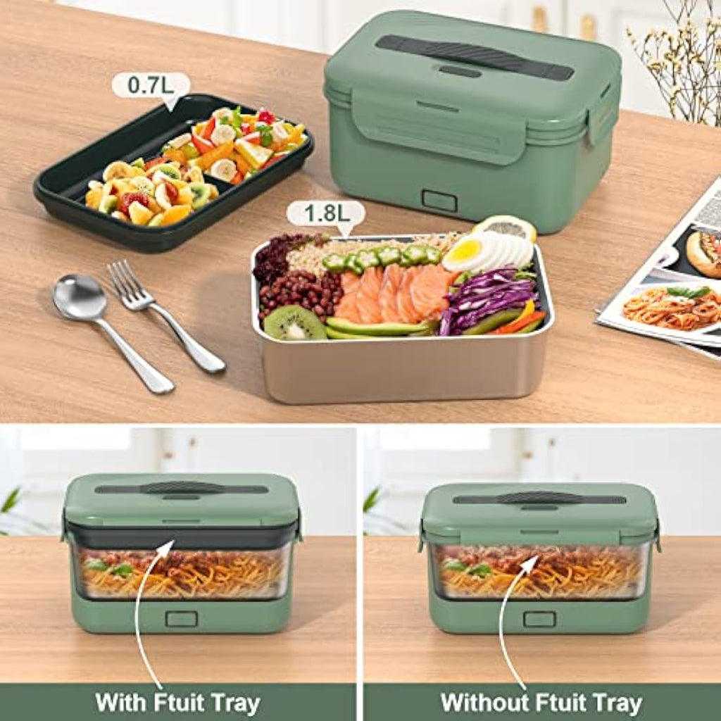 Vabaso 100W Electric Lunch Box | 1.8L Stainless Steel Food Warmer for Car & Home