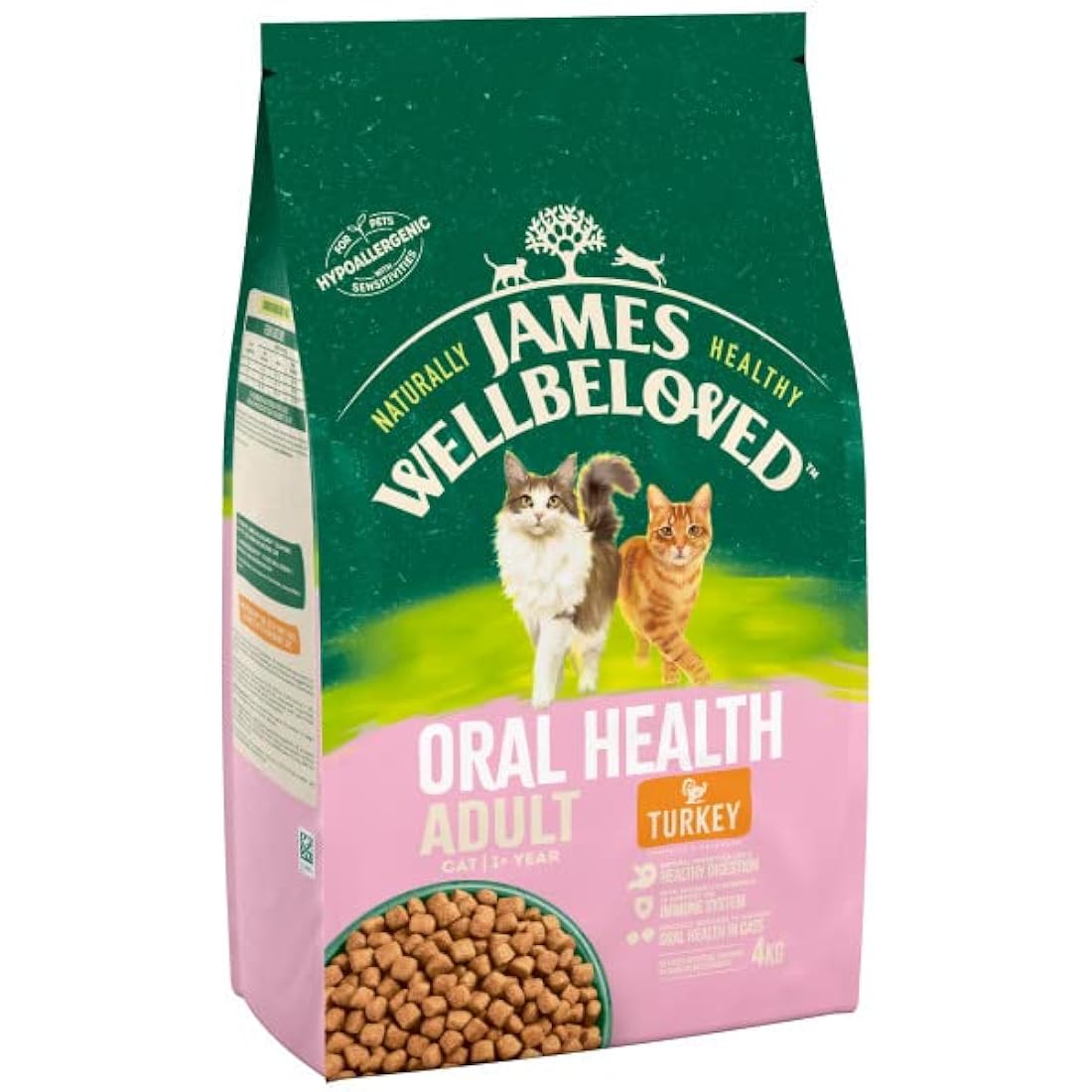James Wellbeloved Adult Oral Health Turkey Hypoallergenic Cat Food - 4kg