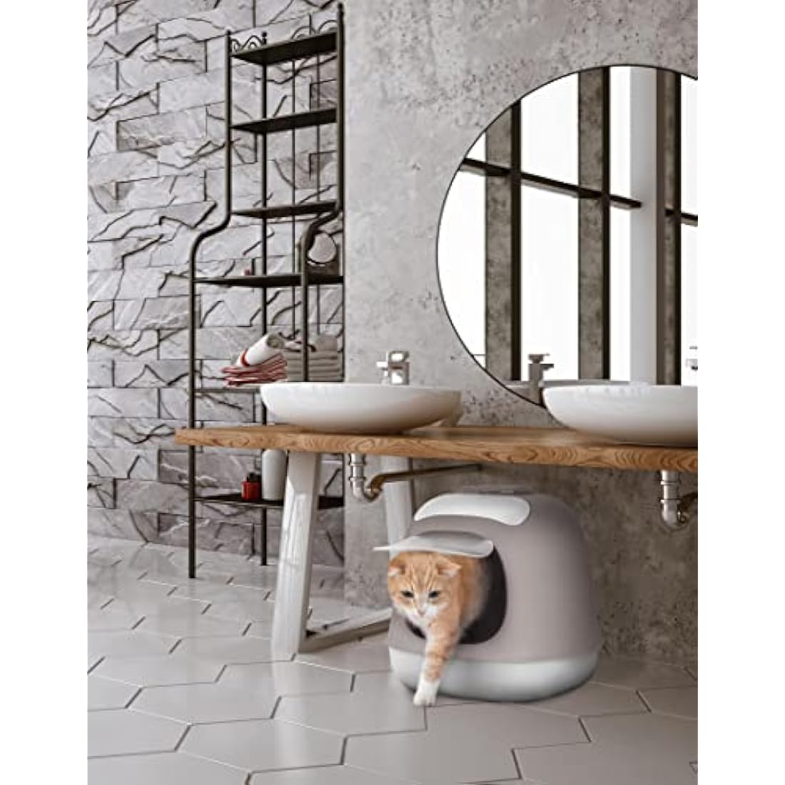 United Pets Minù Katzentoilette – Design Katzenklo mit Schaufel & Filter