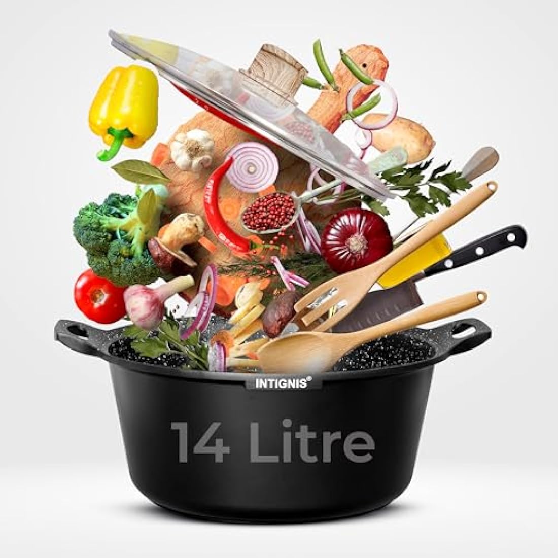 INTIGNIS 36cm Casserole Pot – 14L Large Ceramic Non-Stick Induction Pot
