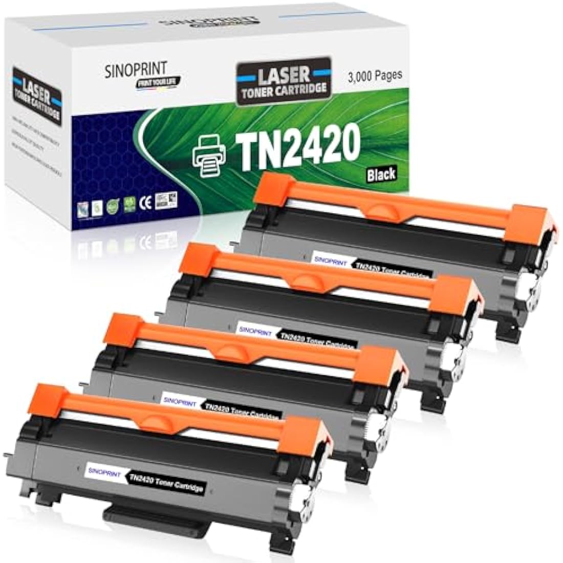 SINOPRINT TN2420 High Yield Toner Cartridge 4-Pack for Brother MFC-L2710DW