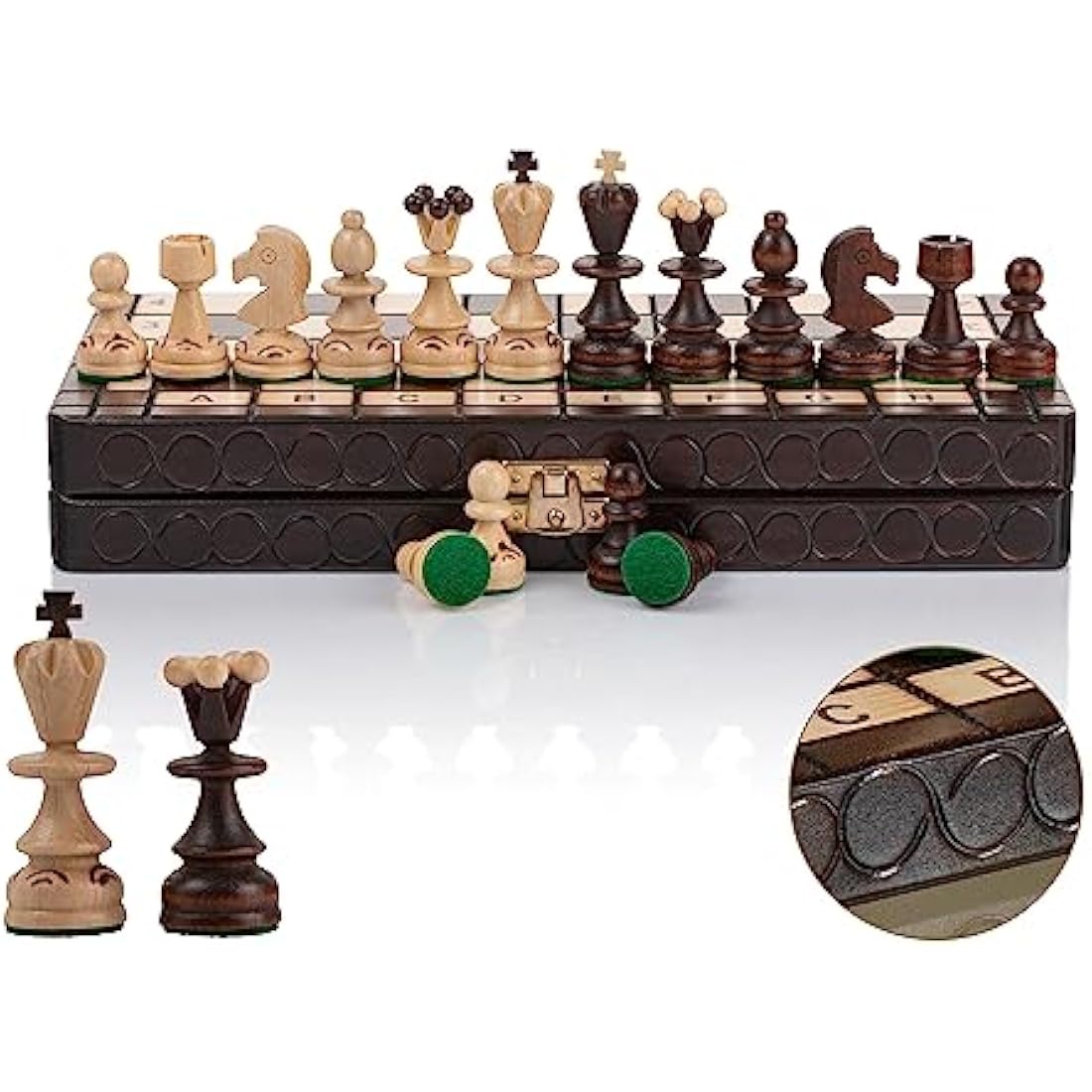 Master of Chess 14" Wooden Chess Set – Handcrafted Foldable Travel Board