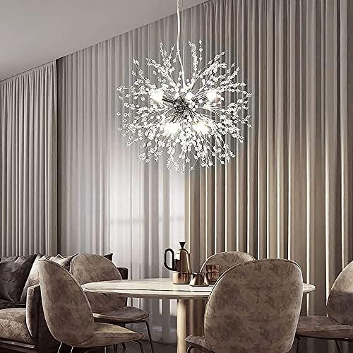 Jolof Store Modern Firework Dandelion Crystal Chandelier – 8-Light Silver