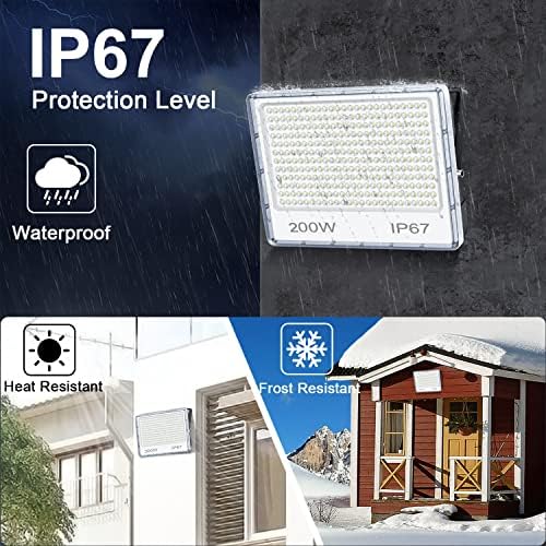 YIQIBRO 200W LED Floodlight – IP67 Waterproof 20000LM Outdoor Security Light