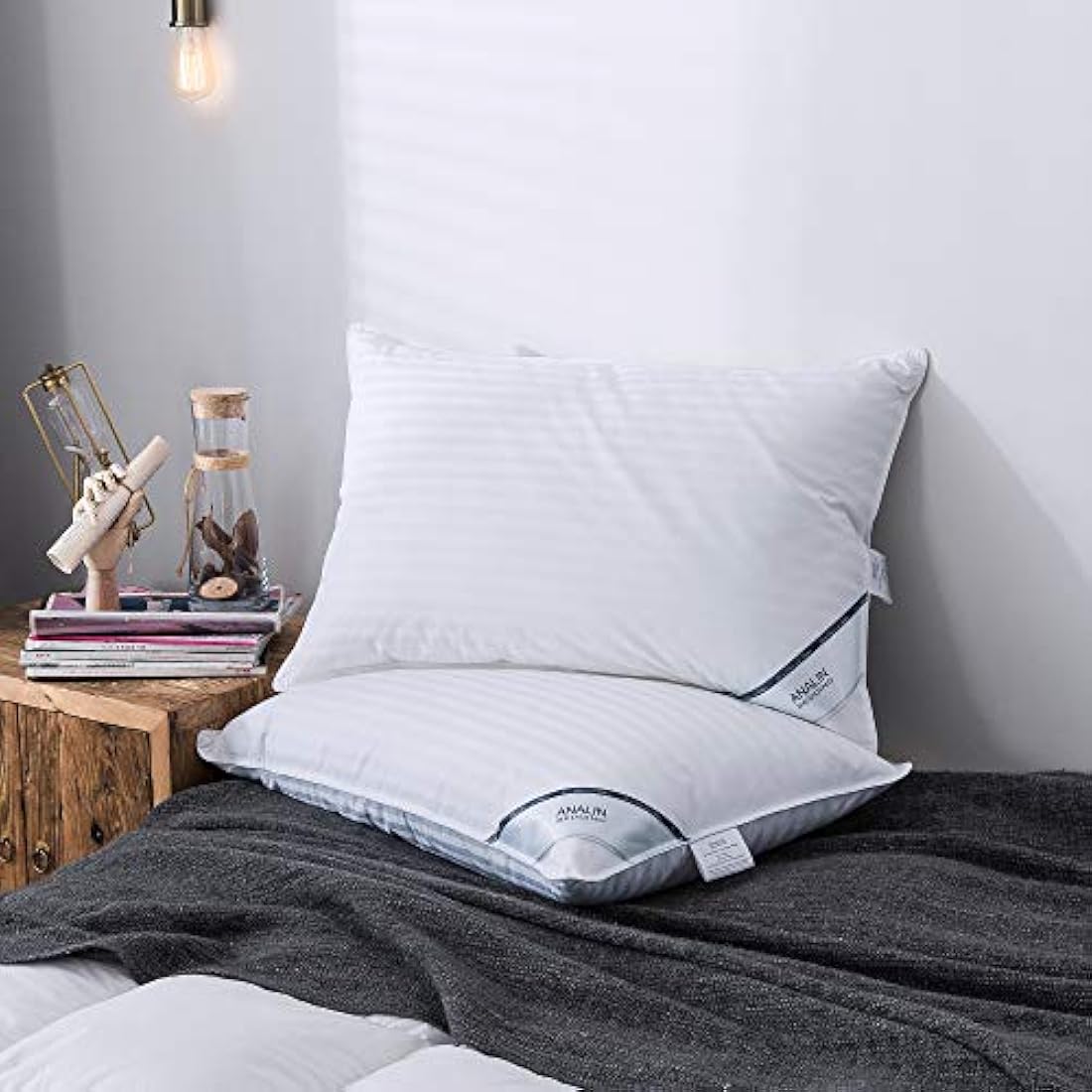 Jolof Store Goose Down Pillows - 2 Pack 100% Cotton Hotel Quality
