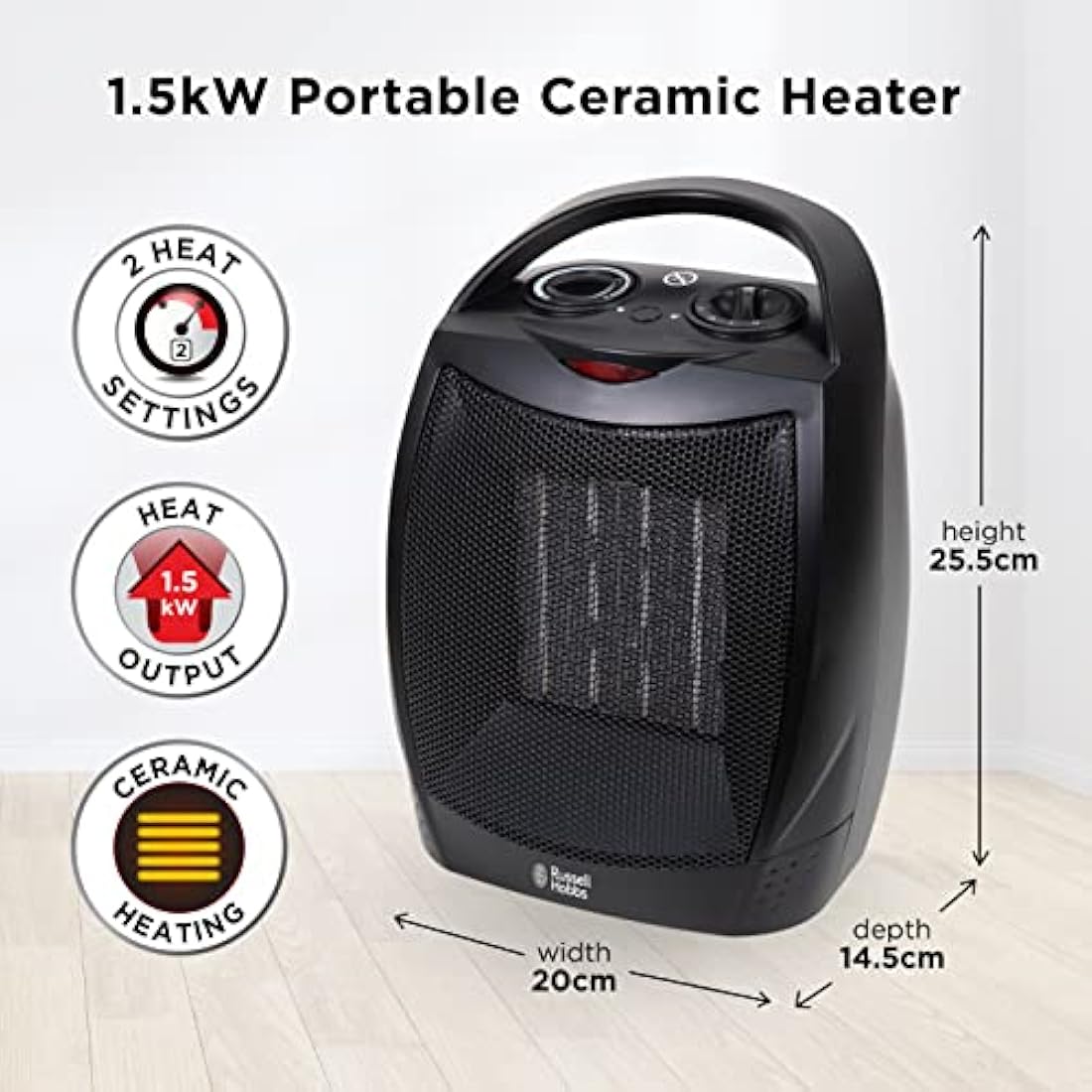 Russell Hobbs Ceramic Space Heater – 1500W Portable Electric Heater