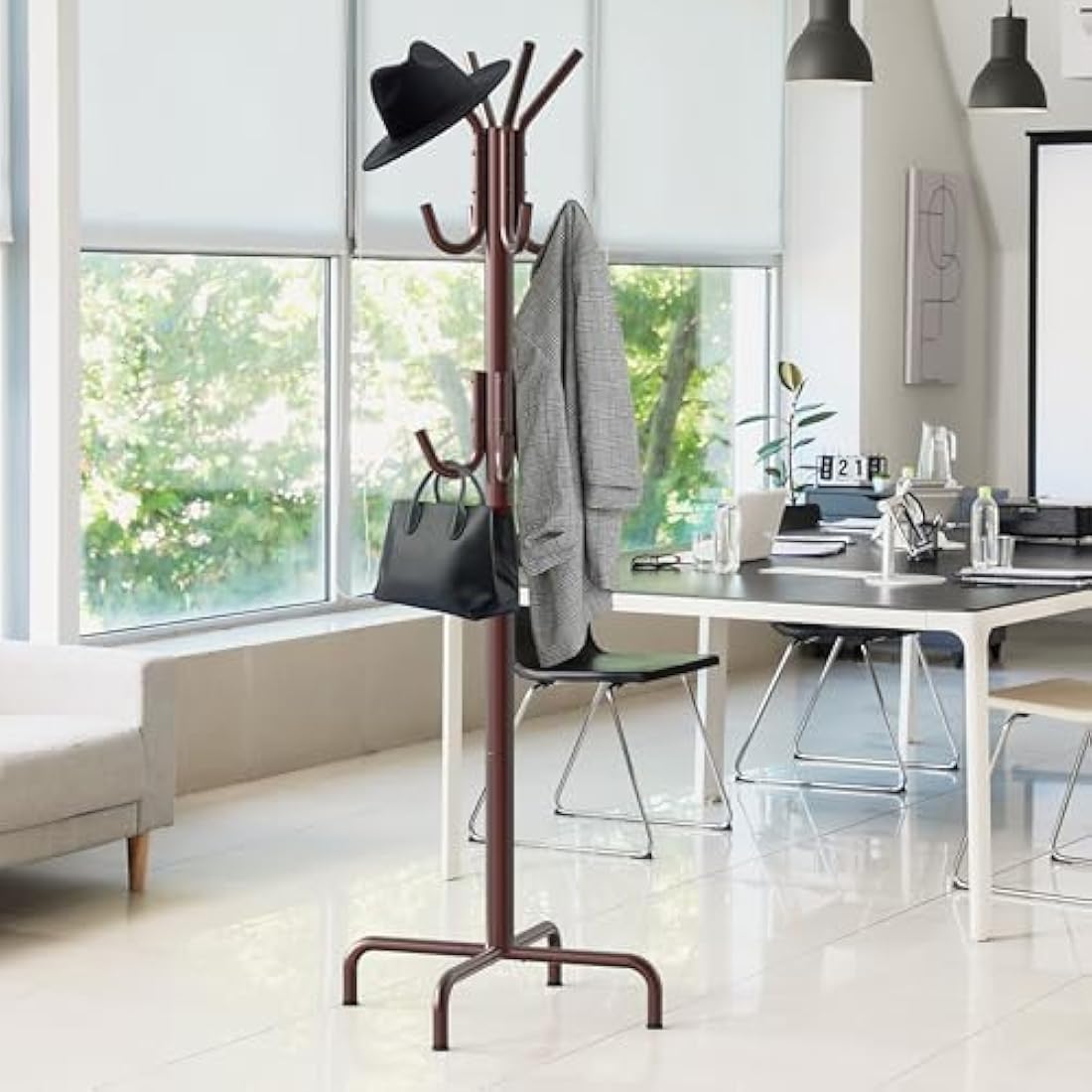 Jolof Store Standing Coat and Hat Rack – 12 Hook Metal Organizer, Bronze