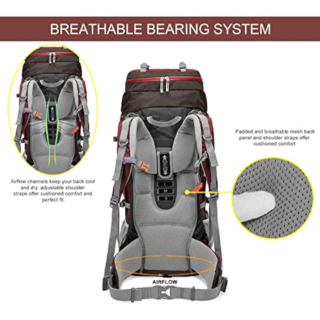 MOUNTAINTOP 80L Hiking Backpack – Waterproof Nylon Trekking Rucksack