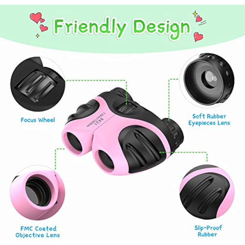 EUTOYZ Kids Binoculars – 8x21 Shockproof Outdoor Toys for Boys & Girls