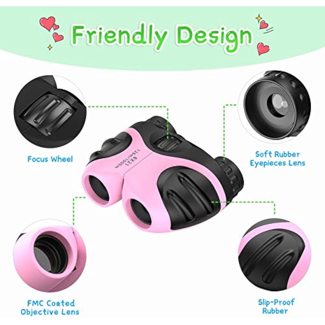 EUTOYZ Kids Binoculars – 8x21 Shockproof Outdoor Toys for Boys & Girls