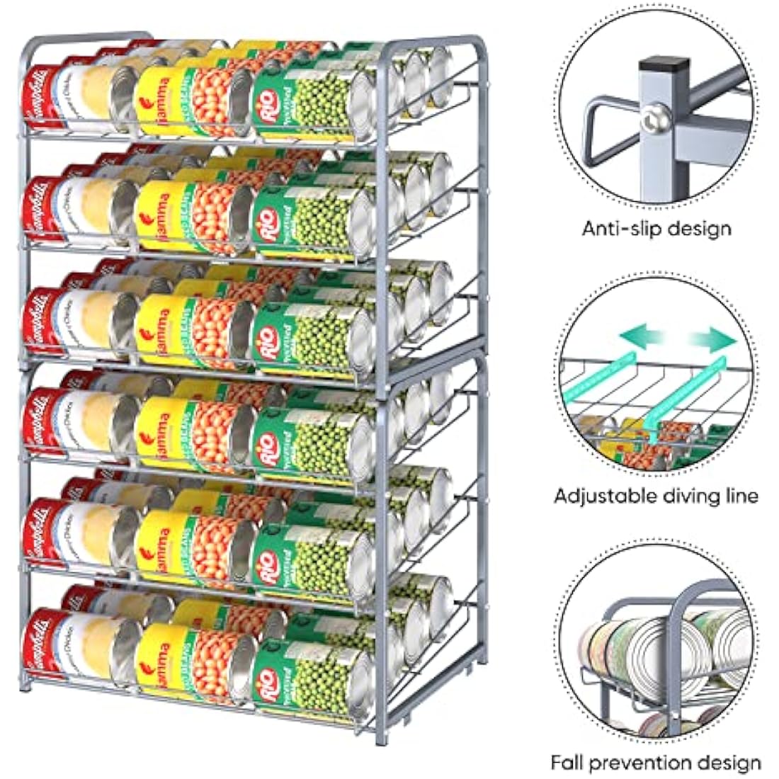 Stackable Can Rack Organizer | 2-Pack Metal Pantry Storage