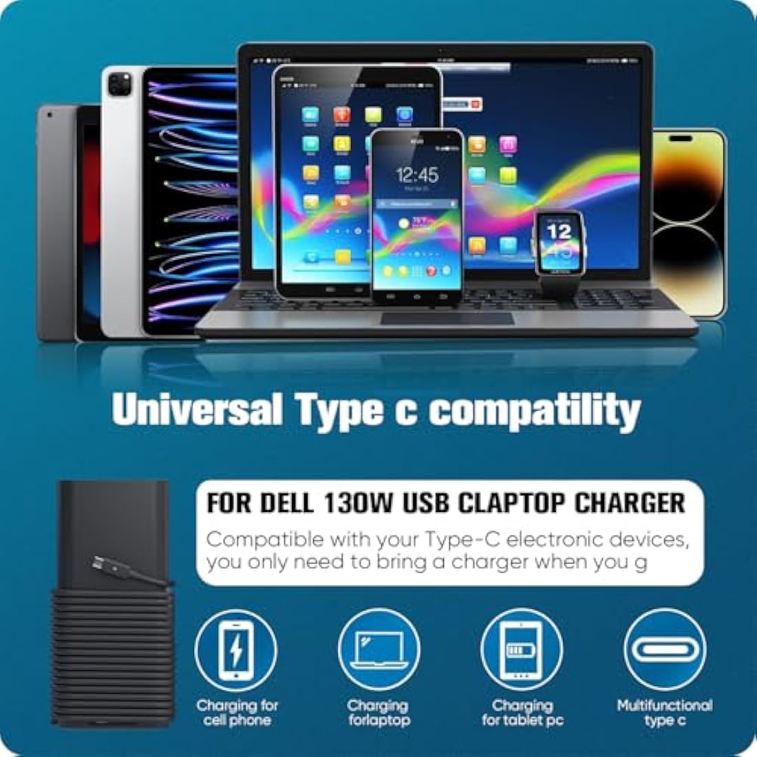 130W USB C Laptop Charger for Dell XPS, Precision & Latitude | Jolof Store