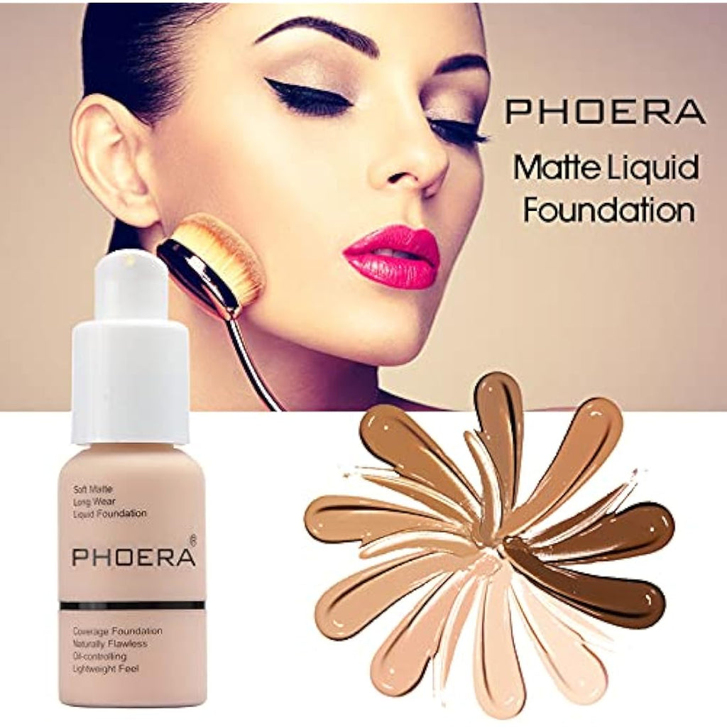 ABRUS Phoera Full Coverage Liquid Foundation – Matte Oil Control 30ml