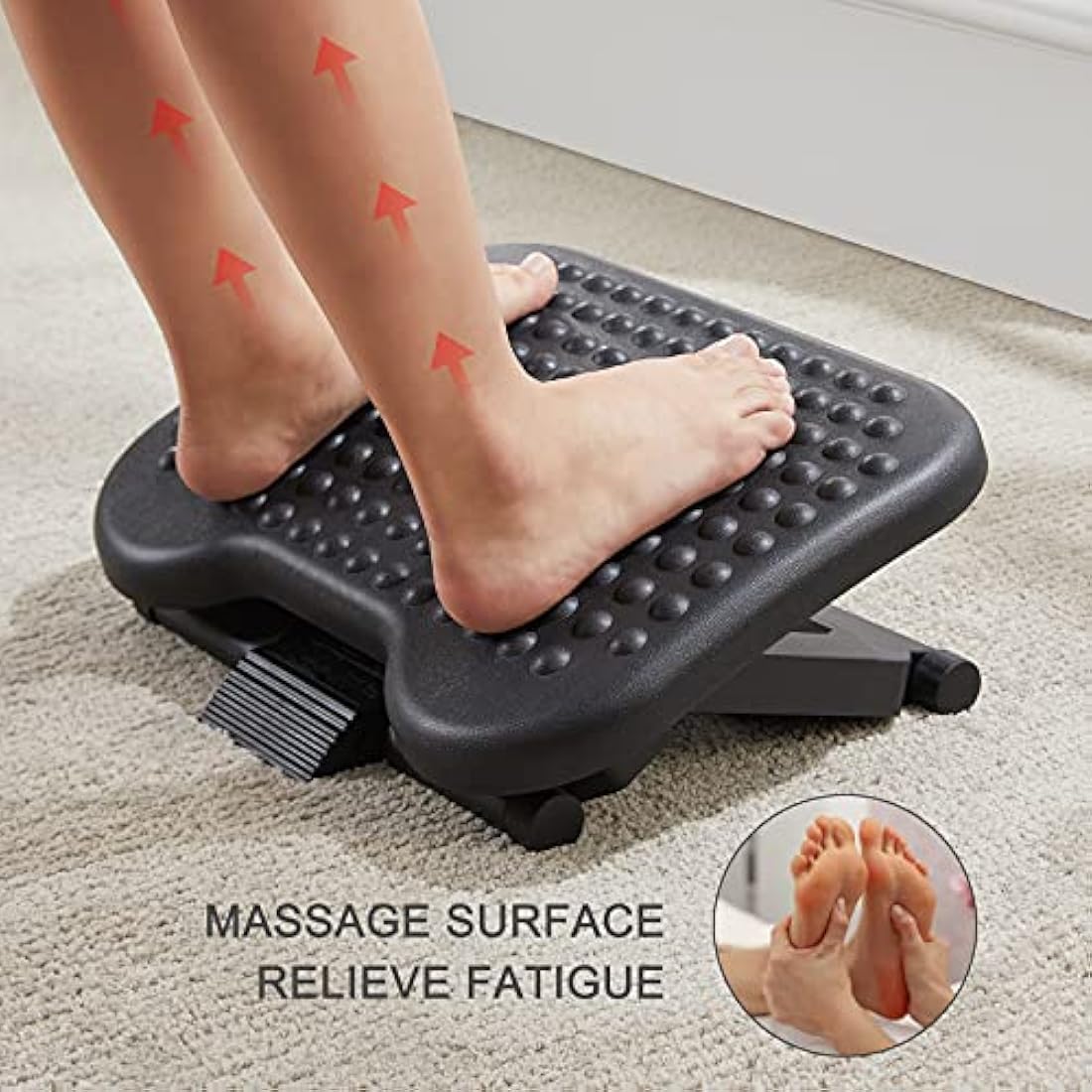 HUANUO Ergonomic Under Desk Footrest | Adjustable Height & Massage