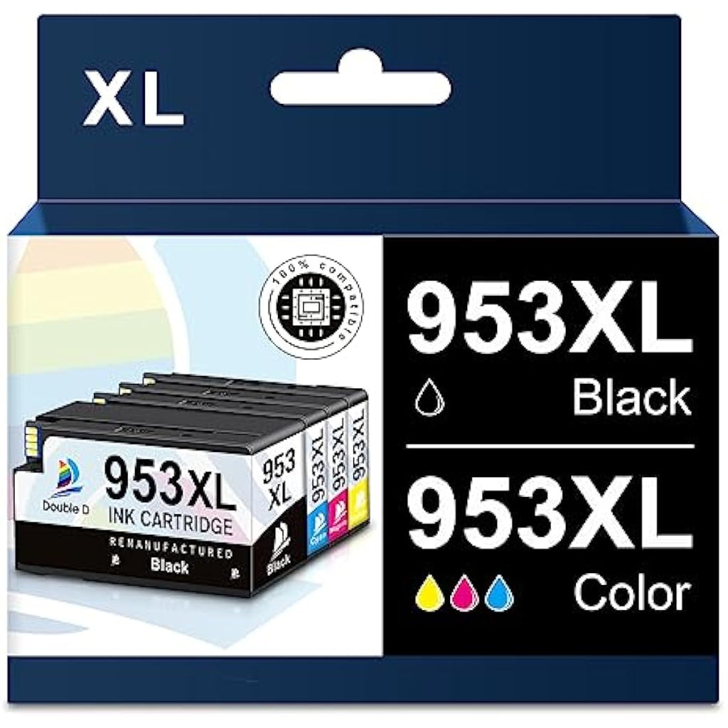 953XL Ink Cartridges for HP Officejet Pro 7740 8710 | 4-Pack