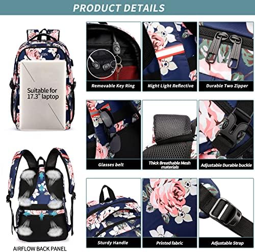 HILUSEN Travel Laptop Backpack - Water Resistant Work Bag with USB Port
