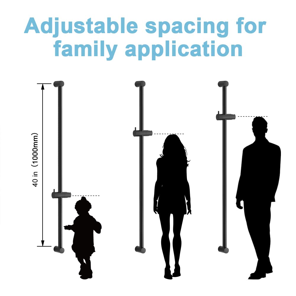 OFFO 100cm Shower Riser Rail | Adjustable Matte Black Stainless Steel