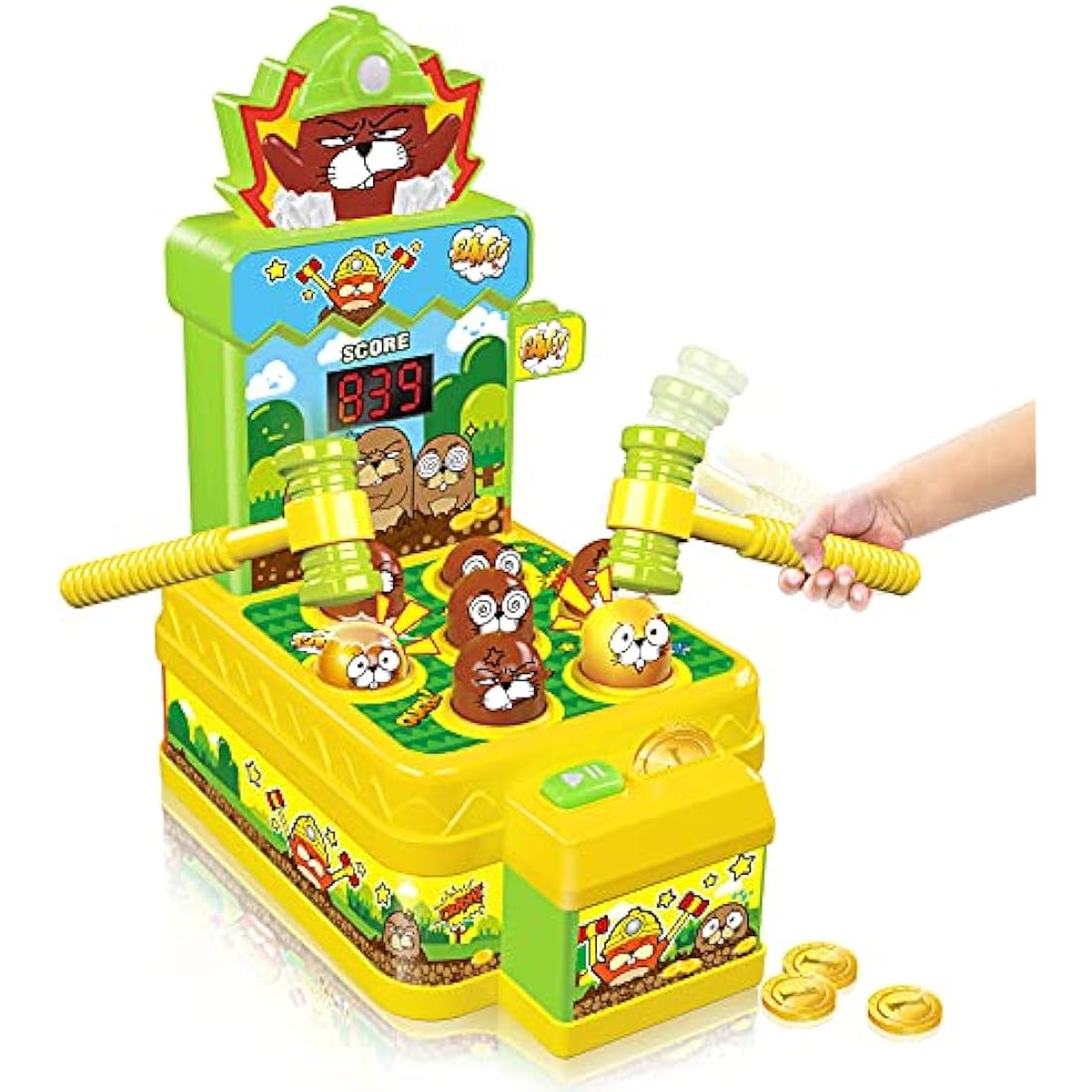 VATOS Whack Game Toy – Mini Electronic Arcade Game with 2 Hammers