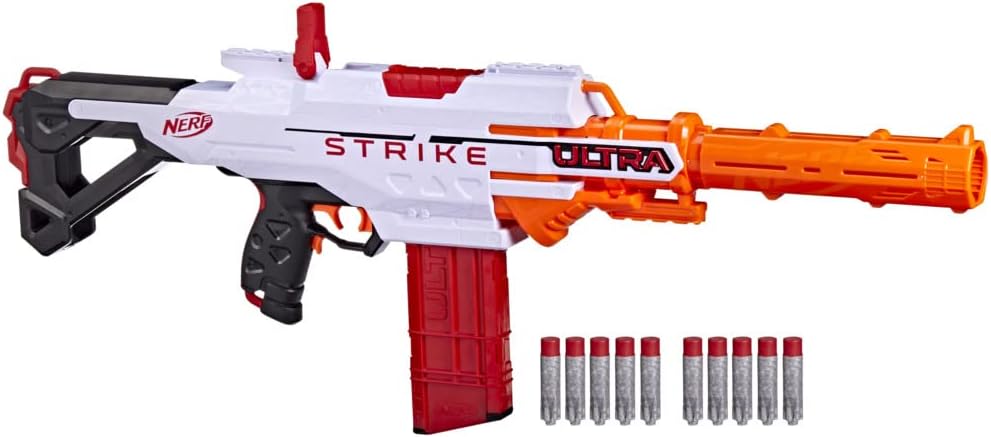 Nerf Ultra Strike Motorized Blaster | 10-Dart Clip-Fed Toy with AccuStrike
