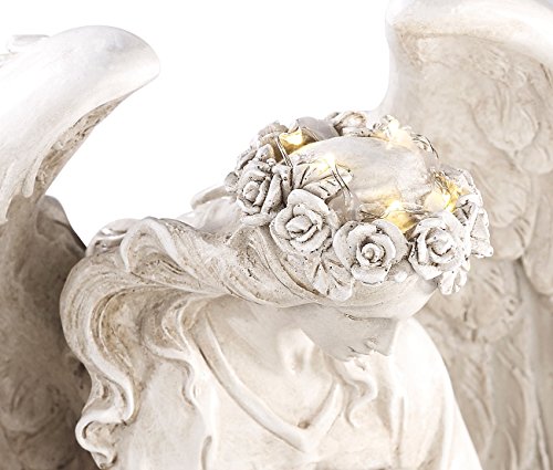 Lunartec Solar LED Guardian Angel - 24.5cm White Polyresin Grave Light