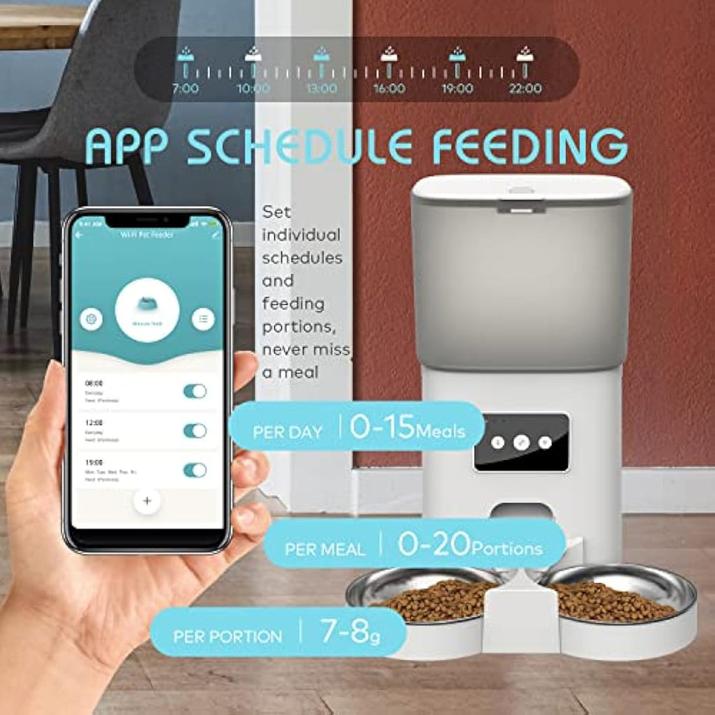 Jolof Store Automatic Cat Feeder – 6L WiFi Smart Dual Food Dispenser