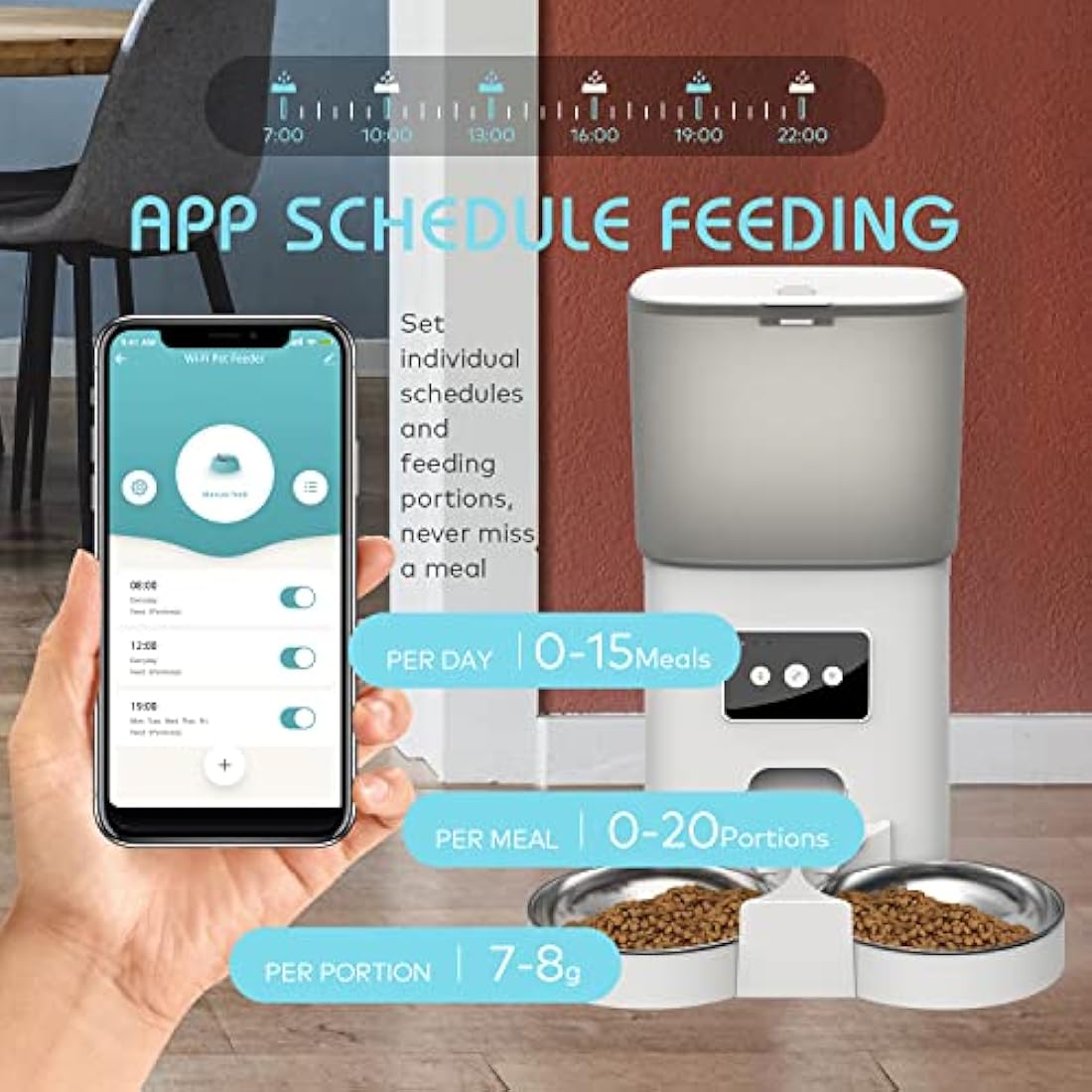 Jolof Store Automatic Cat Feeder – 6L WiFi Smart Dual Food Dispenser