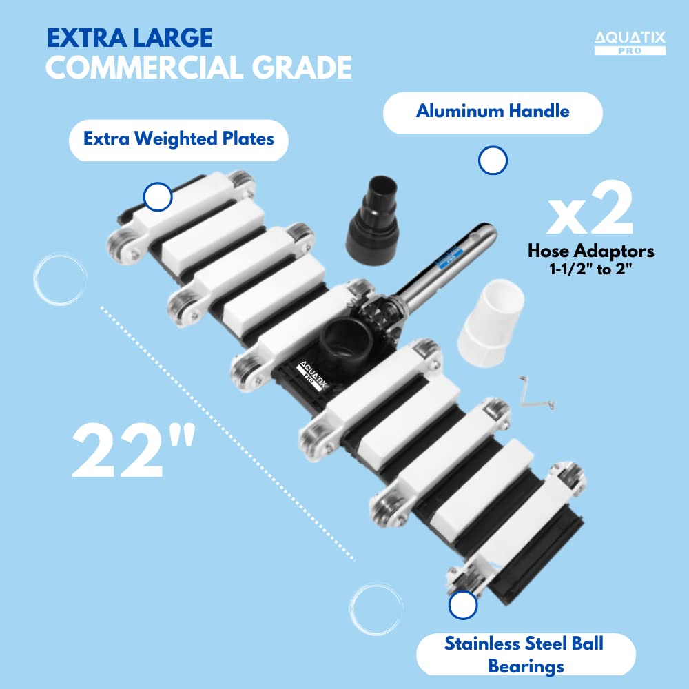 Aquatix Pro 22" Pool Vacuum Head | Weighted Commercial Grade Aluminum