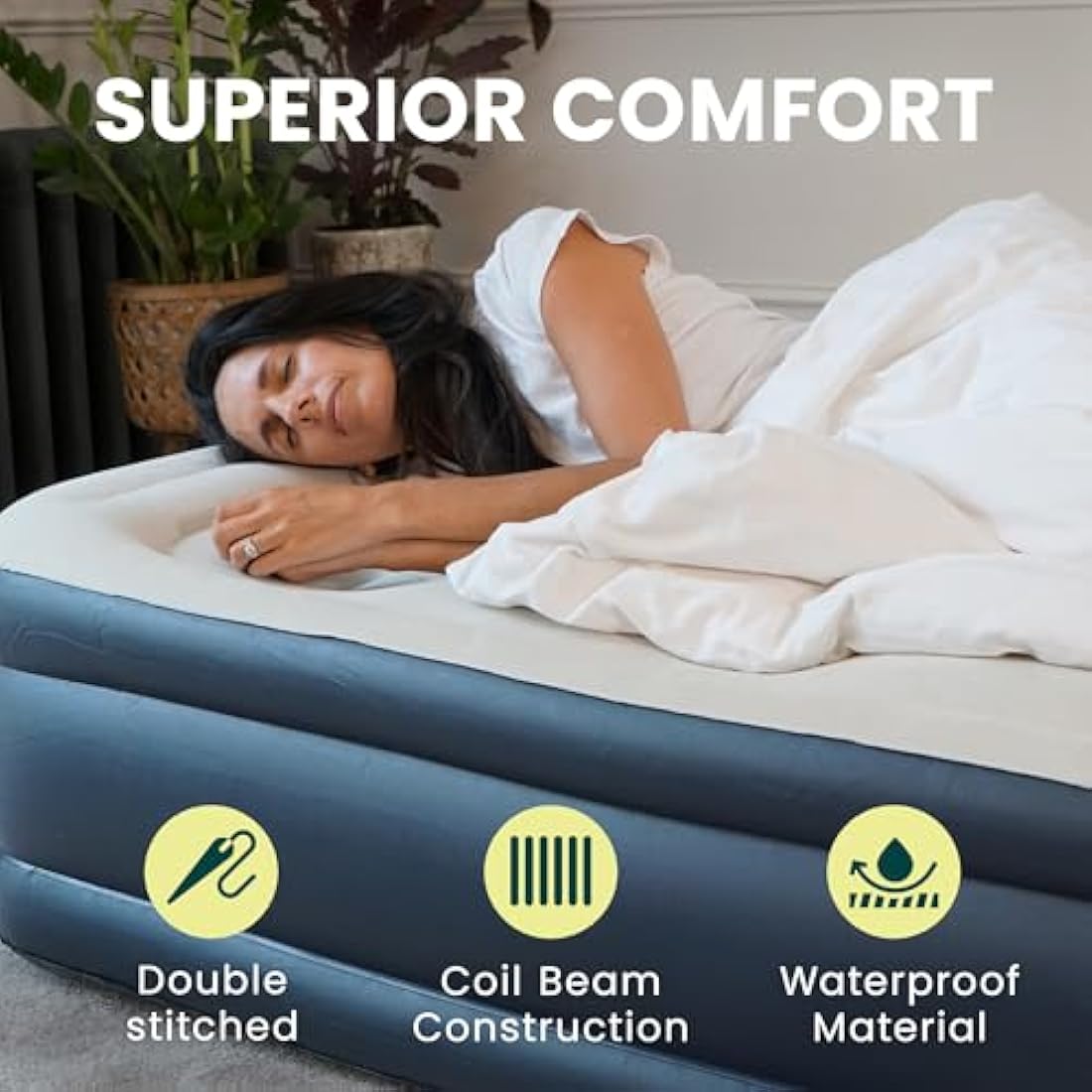 Green Haven Single Raised Air Bed with Built-in Electric Pump & Bag