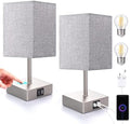 EDISHINE Bedside Lamps Set of 2 – 3-Way Dimmable Touch Lamps with USB