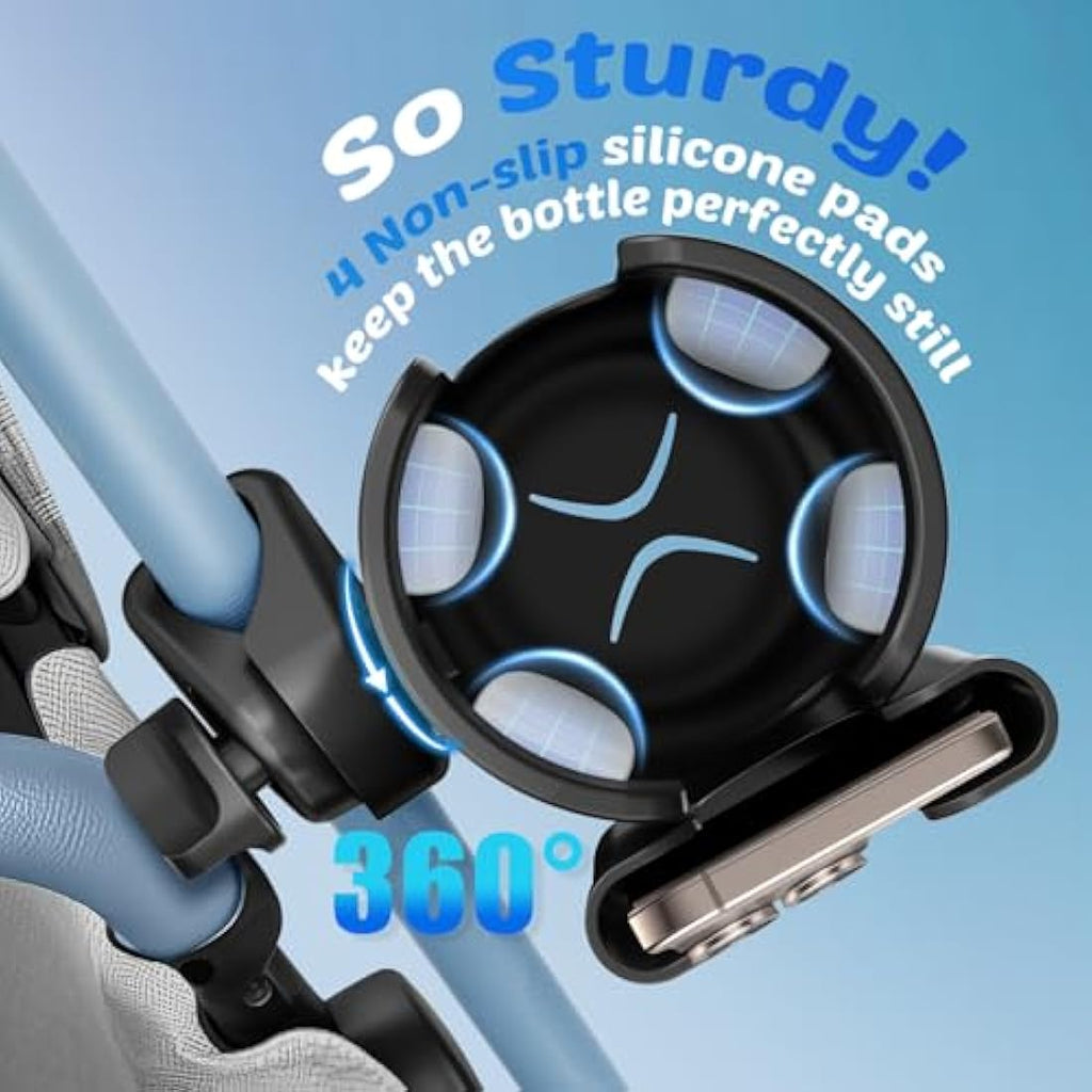 Guiseapue 2-in-1 Universal Pram Cup Holder with Phone Holder for Strollers