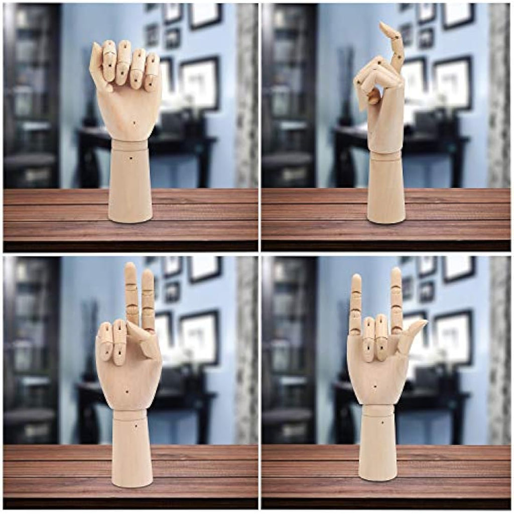Belle Vous Wooden Mannequin Hands – 2 Pack Posable Art Drawing Models