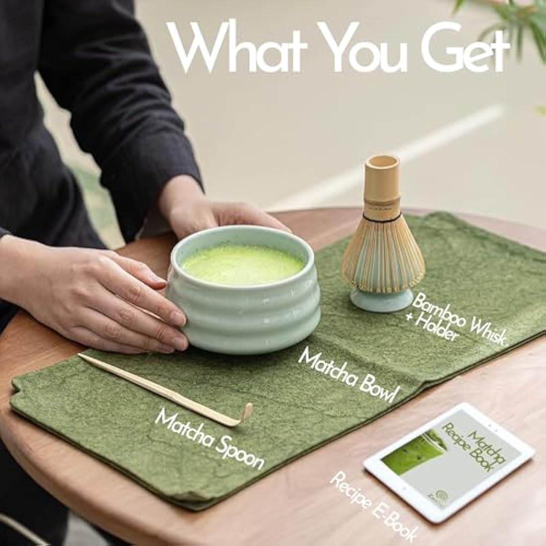ZenSip 4-Piece Matcha Set – Bamboo Whisk, Ceramic Bowl & Recipe eBook