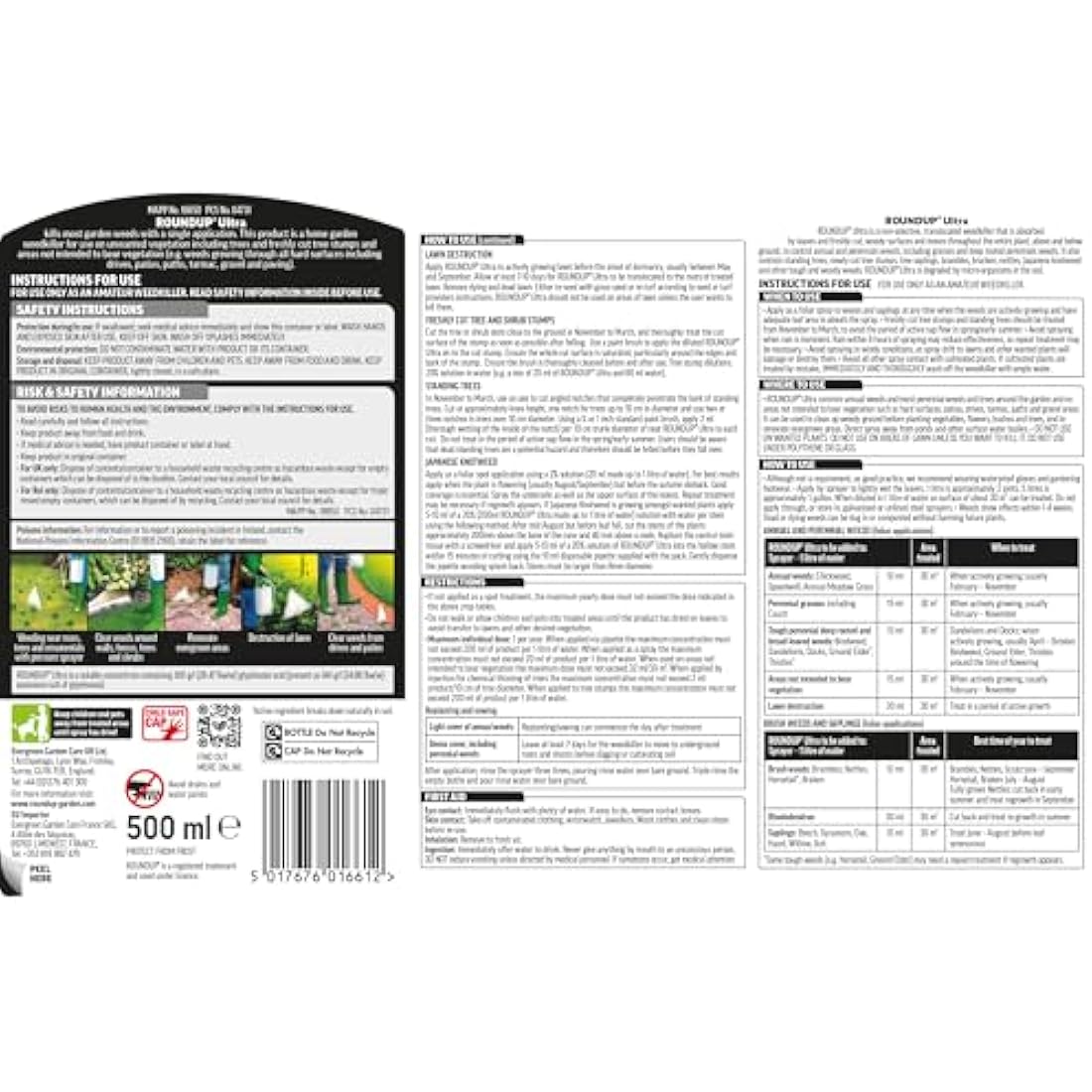 Roundup Ultra Tough Weedkiller – 500ml Systemic Glyphosate Concentrate
