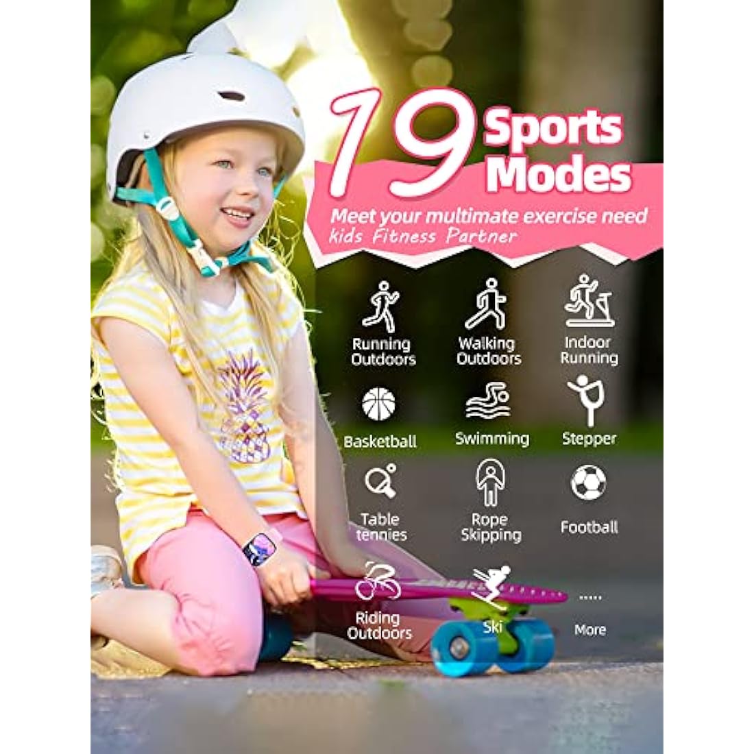 Slothcloud Kids Smart Watch - IP68 Waterproof Fitness Tracker, Pink